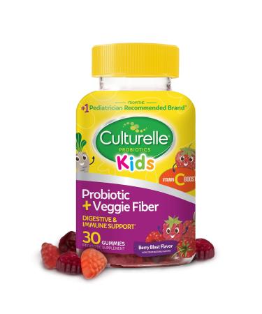 Culturelle Kids Daily Probiotic Packets 30ct + Veggie Fiber Gummies Digestive & Immune Health Support Packets + Kids (30 Count)