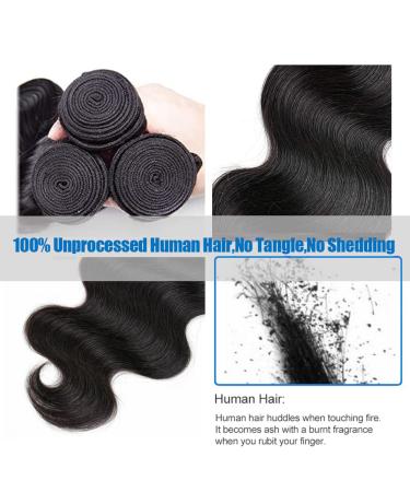 Brazilian Body Wave Human Hair Bundles with Closure | 3 Bundles + 4x4 Lace Closure (14 16 18+12) | 100% Unprocessed Virgin Hair | Free Part Natural Color - Buy Online on GoSupps.com
