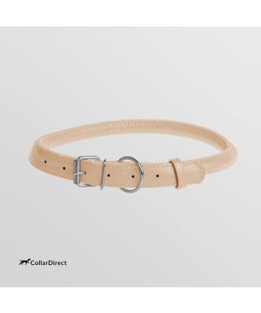 Collardirect Handmade Round Leather Dog Collar - Soft Padded Real Leather for Small & Large Dogs - Black Pink Red Purple Blue Beige (23-28 cm) - Buy Online on GoSupps.com