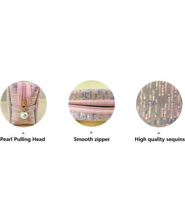 New Embroidered Sequin Makeup Bag with Large Capacity High Appearance Cute Portable Storage Bag Washing Bag (White) - Buy Online on GoSupps.com