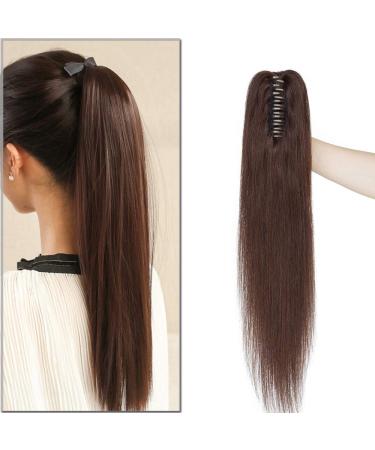 SEGO PONYTAIL Extension real hair ponytail braid clip in hair part hair extension 100% remy hair with clamp dark brown#2 14 "(35cm)