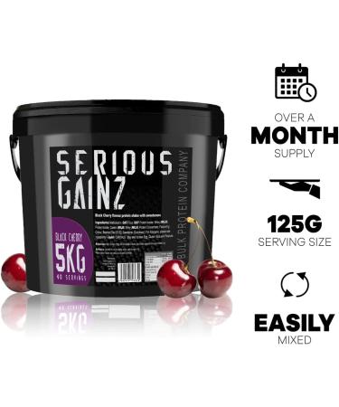 The Bulk Protein Company SERIOUS GAINZ Whey Protein Powder - Black Cherry 5kg - 30g Protein - Weight Gain Mass Gainer - Buy Online on GoSupps.com