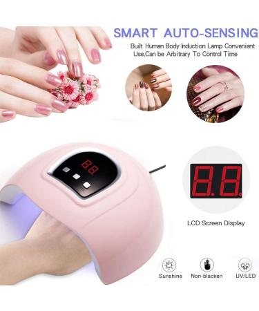 IHEHUA 54W LED UV Lamp for Gel Nails Nail Lamp Nail Dryer 60s 99s 120s Timer Infrared Sensor LCD Display Plus Anti-UV Gloves Gift Suitable for Manicure/Pedicure Home and Salon Pink - Buy Online on GoSupps.com