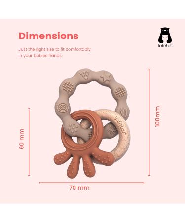 Infatot Teething Toys for Baby - MultiTexture Silicone Teethers | Baby Essentials 0-6 Months | Neutral Tan & Beige | Baby Shower Gift - Buy Online on GoSupps.com