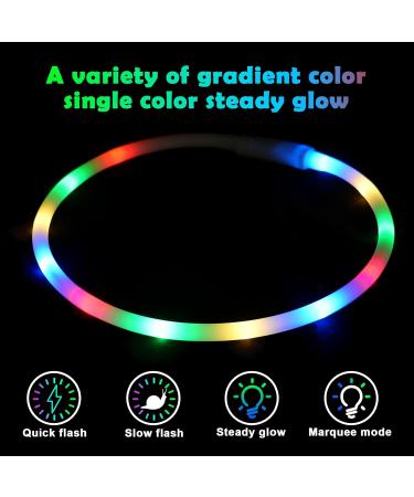 Auauy LED Light Neck Band for Dogs & Cats | Adjustable USB Charging Waterproof Safety Silicone Collar - 4 Color Modes - Buy Online on GoSupps.com