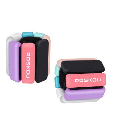Poskou wrist weight cuffs- set with 2 pieces (0.9 kg each) Long-lived weight bracelet adjustable wrist and ankle weights for yoga dance barre pilates cardio aerobic colorful