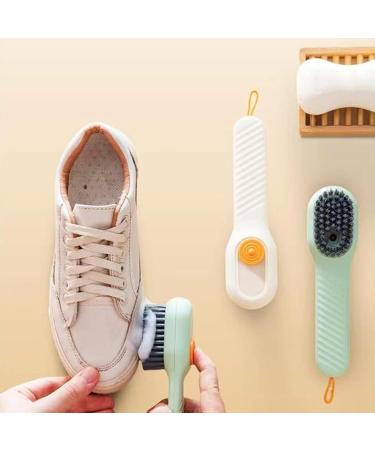 2 in 1 Multifunction Cleaning Brush Liquid Adding Soft Fur Cleaning Brush Household Soft Bristle Cleaning Brush with Liquid Box for Washing Clothes Shoes (Green+White-2pcs) - Buy Online on GoSupps.com