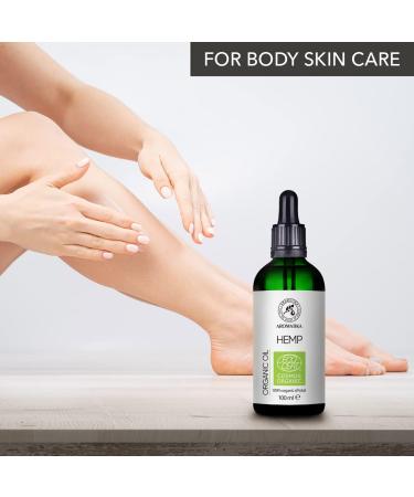 Hemp Oil Organic 100ml - Hemp Seed Oil Cold Pressed - Vegan - 100% Natural - Hemp Oil Extract in Light Protection Glass Bottle - Organic oil for Skin Care - Hair Care - Buy Online on GoSupps.com