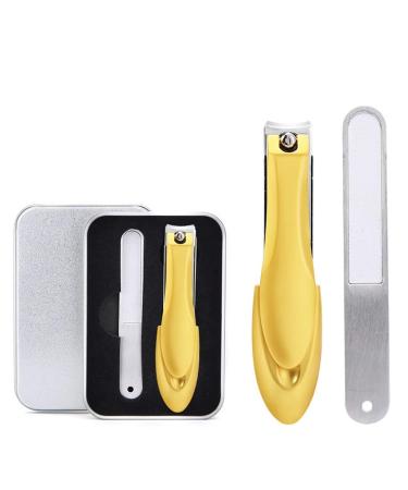 Stainless Steel Nail Cutter with Catcher Function Fingernail&Toenail Clippers for Men and Women Kids and Seniors (Gold)