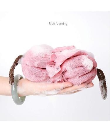 Qiviya Long Bath Loofah with Handle - Exfoliating Shower Pouf Ball for Men and Women (Pink) - Buy Online on GoSupps.com