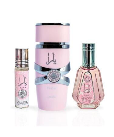 LATTAFA YARA Eau De Parfum Spray 100ML EDP Spray 50ML & Roll-On Perfume Oil 10ML - For Women (ELEGANT COLLECTION)