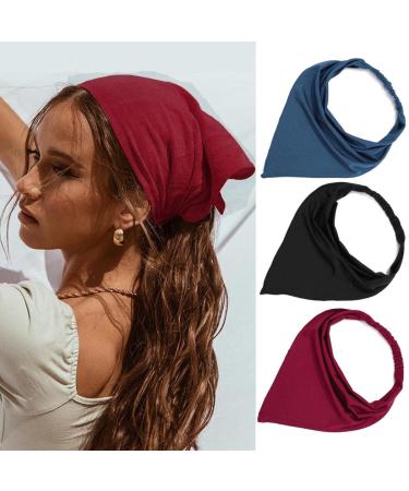 Catery Floral Elastic Hair Scarf Boho Headband Head Kerchief Turban Headbands Triangle Hair Bandana Floral Print Hair Scarves Vintage Hair Accessores for Women and Girls (Pack of 3) (C) - Buy Online on GoSupps.com
