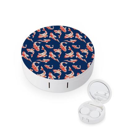 Koi Round Case for Contact Lens Kit Storage Box with Mirror Portable Cute Lens Holder