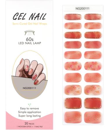 Semi Cured Gel Nail Strips 20 Pcs Gel Nail Polish Wraps Sticker for Salon-Quality Manicure Set Long Lasting Easy to Apply & Remove with Nail File & Wooden Cuticle Stick(Smudge flower) - Buy Online on GoSupps.com