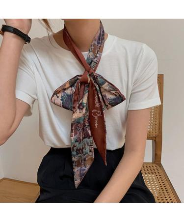 Asphire Vintage French Silk Hair Band with Satin Bow Knot - Brown - Elastic Hair Scrunchies for Women and Girls - Buy Online on GoSupps.com