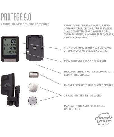 Planet Bike Protg 9.0 Bike Computer - Accurate Cycling Metrics and Navigation - Buy Online on GoSupps.com