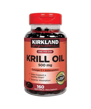 Kirkland Signature Krill Oil 500 Milligram 160 Softgels 160 Count (Pack of 1)