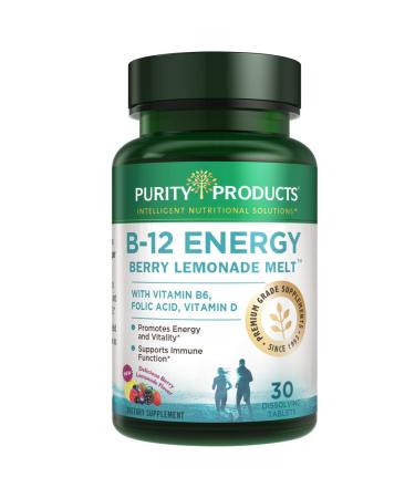 Purity Products B-12 Energy Berry Lemonade Melt w/Super Fruits Methylcobalamin B12 - Vitamins B6 D3 Folic Acid and Biotin - High Absorption MecobalActive B 12-30 Melting Tablets - Buy Online on GoSupps.com