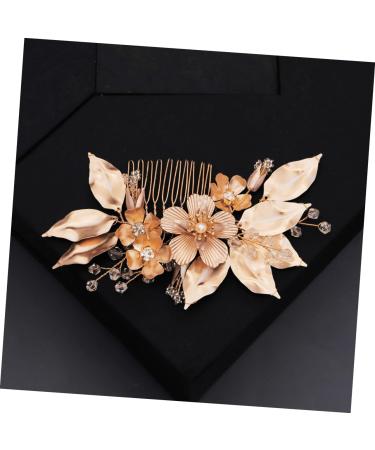 Ipetboom Golden Flower Hair Comb Bridal Hair Side Comb Womens Barrettes for Hair Pearl Bead Hair Pins Bridal Hair Clip Comb Wedding Hair Comb Crystal Accessories Bride European and American - Buy Online on GoSupps.com