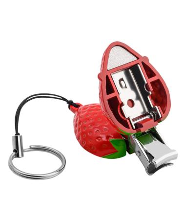 Ipetboom Strawberry Nail Scissors Manicure Tools Portable Fingernail Clipper Portable Toenail Clippers Pedicure Nippers Portable Nail Clipper Fold Key Chain Travel Stainless Steel Red