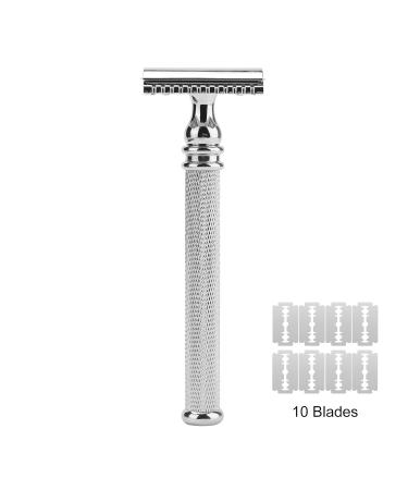 CSB Classic Double Edge Safety Razor - 3-Piece Set with Diamond Pattern Handle & 10 Blades | International Shipping - Buy Online on GoSupps.com