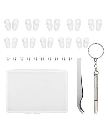 Povhhee 10 Pairs Silicone Air Chamber Eyeglass Nose Pads Eyeglass Repair Kit Eyeglass Screws and Mini Screwdriver