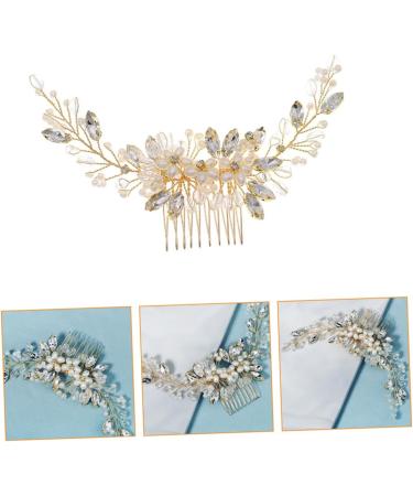 Didiseaon 1pc Pearl Comb Pearl Wedding Comb Gold Hair Ties Bride Hair Comb Bridal Headpiece Crystal Hair Clips Sparking Handmade Comb Barrette Gold Tiara Women's Manual Accessories - Buy Online on GoSupps.com