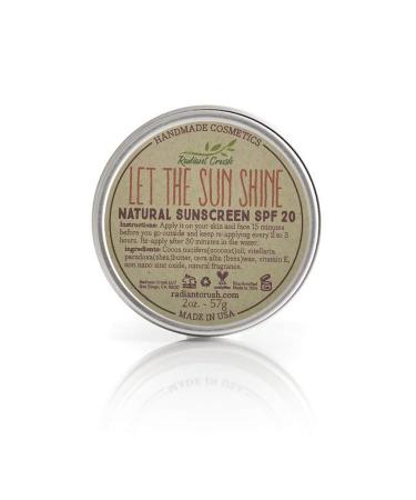 Radiant Crush - Face and Body Natural Sunscreen | Non-Nano Zinc Oxide Very Water Resistant Reef Safe Non-GMO Cruelty Free SPF 20 All Ages Safe Moisturizing Reusable Tin