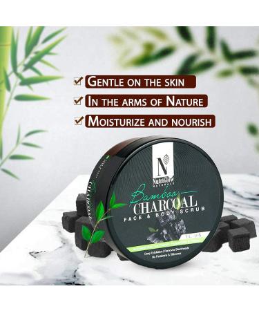 NutriGlow Natural Bamboo Charcoal Scrub | Exfoliating & Nourishing Face & Body | Blackheads Dead Skin De-tan & Acne Removal | All Skin Types - 7.05 Oz - Buy Online on GoSupps.com