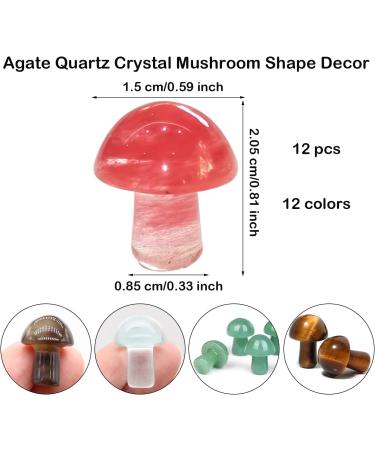 MEISO Healing Crystals 12 Pcs Agate Quartz Crystal Mushroom Shape Decor Cute Natural Healing Mushroom Decor for Meditation Chakra Balancing Reiki Yoga Garden Yard Decoration Fish Tanks Home Decor 12 Pcs (Crystal) - Buy Online on GoSupps.com