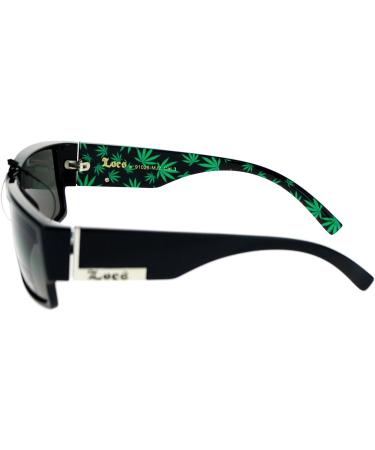 Green Rectangular Mad Dog Sunglasses with Pot Leaf Print from Locs | Marijuana Leaf Design - Buy Online on GoSupps.com