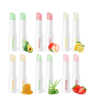 KYDA 12 Pcs Fruity Lip Balm Kit  Lasting Nourishing Lipstick  Moisturizing Lip Balm for Lip Care  Hydrating Tinted Balm  by Ownest Beauty 12pcs