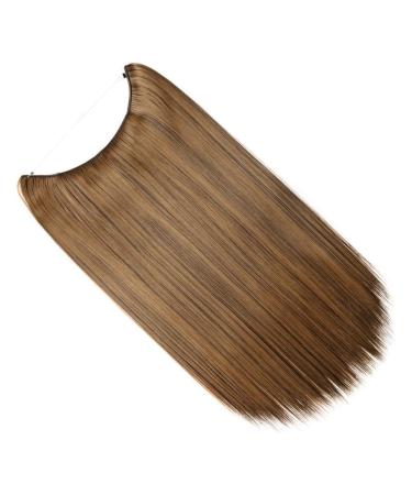 Silk-Co Hair Extensions with Rubber Band - 50cm Smooth Invisible Cord Synthetic Hair Chocolate Brown & Brown Mix for Women - Buy Online on GoSupps.com