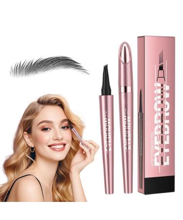 VoH Trade 3D Waterproof Eyebrow Pen Magic Eyebrow Pen Water Resistant Precise 4 Point Eyebrow Pencil Durable Natural Provides Natural Looking Black