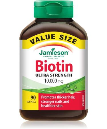 Jamieson Biotin 10 000 mcg Ultra Strength Softgels (90 Count) + Vitamin B12 (Cobalamin) 1200mcg Timed Release (80 Tablets) Biotin + Vitamin B12 (Cobalamin) - Buy Online on GoSupps.com