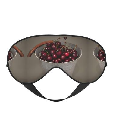 SSIMOO Bucket with Full of Cherries Sleep Mask-Adjustable Breathable Fashionable Eye Mask for A Comfortable Sleep Experience Black