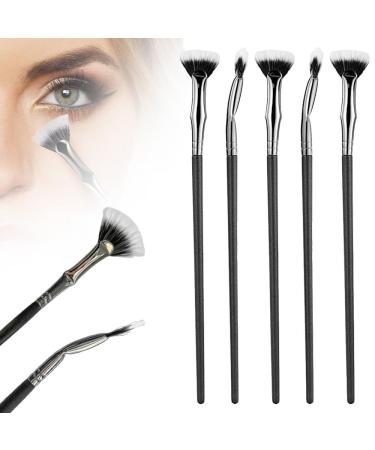 Folding Angle Scalloped Lash Brush Mascara Fan Brush for Lashes Angled Fan Shaped Eyelash Brush Lash Wand Brush Makeup Tool for Upper Lower Eye Lash (5 Pcs)