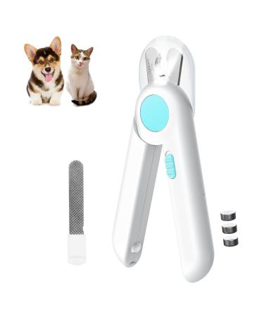 Petgravity Cat Dog Nail Clippers Trimmer Pet Nail Clippers with LED Light to Avoid Over-Cutting Hidden Nail File Razor Sharp Blade with 3 Battery Professional Grooming Tools Kit for Pet Claw Care Blue