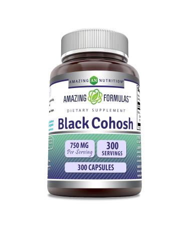 Amazing Formulas Black Cohosh 750mg 300 Capsules Supplement | Non-GMO | Gluten Free | Made in USA
