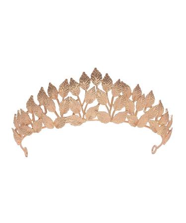 Sunshinesmile Bride Gold Leaves Hairbands Wedding Headpiece Tiaras for Women Wedding Bridal Hair Accessories Wedding Crowns Gold Tiaras Forehead Head Jewelry