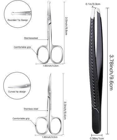 MSDADA 3 Pcs Facial Hair Scissors Set - Stainless Steel Trimmer for Men & Women | Beard, Mustache, Eyebrow, Nose Scissors for Small Detail Grooming - Buy Online on GoSupps.com