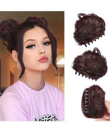 RPAEOY 2 pieces claw in hair bun messy bun mini hair parts dutt with clip hair scrunchy synthetic hair donut ponytail hair part dutt for women (dark brown) - Buy Online on GoSupps.com