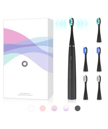 Oday N9000 Sonic Electric Toothbrush  90% End-Rounding  10 YR Warranty  2 000 mAh Battery (180 Days)  IPX7 Waterproof  43 000 VPM (2nd Gen. 3S Sonic Motor)  5 Modes with Smart Timer  6 Brush Heads 1 Handle + 6 Heads Blac...