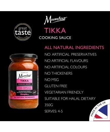 Mumtaz TIKKA Indian Curry Cooking Sauce - Restaurant Quality at Home - Medium Spiced - 350g Jar Serves 4-5 - All Natural Ingredients- Gluten Free- Vegetarian Friendly. - Buy Online on GoSupps.com