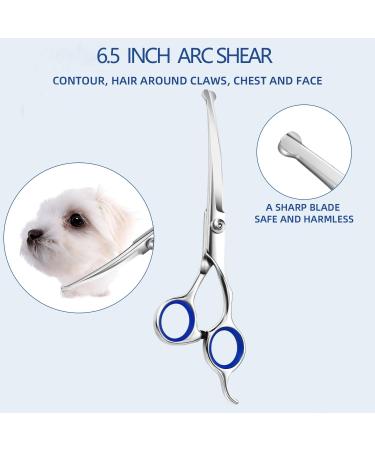 6.7 Inch Stainless Steel Dog Grooming Scissor Kit with Safety Round Tips - Pet Grooming Shears Set with Thinning & Curved Scissors for Hair Fur Care - Buy Online on GoSupps.com
