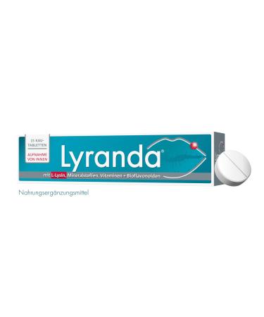 Lyranda for cold sores with lime flavour 3000 mg L-lysine high dose from your pharmacy 15 chewable tablets