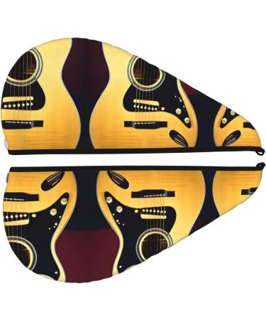 Note Guitar Coral Velvet Dry Hair Cap | Quick-Dry Towel Wrap for Men & Women - Perfect for Home & Travel - Buy Online on GoSupps.com