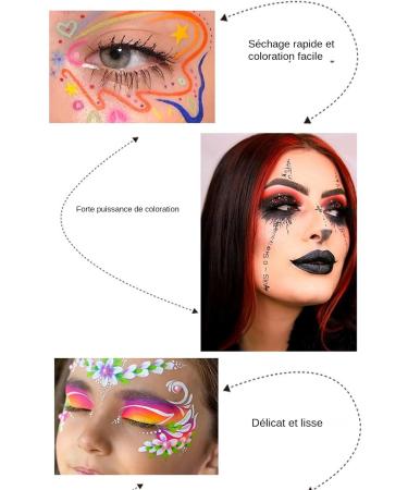 Couleur faciale - Water-based make -up | Couleur du visage bas sur l'eau | Palette de maquillage d'Halloween de 42 couleurs pour le corps du corps Couc sensible Skin pour Festival Aspect - Buy Online on GoSupps.com