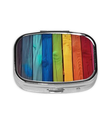 Colored wood1 Printed Square Pill Box Portable Travelling Pill Box Medicine Organiser