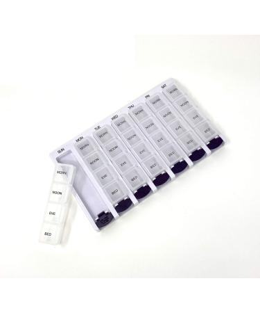 Weekly AM/PM Pill Box Portable Travel Prescription & Medication Pill Case Organizer by P&P MEDICAL SURGICAL (7-Day / 4-Times-A-Day) with Removable Compartments and Moisture-Proof Design